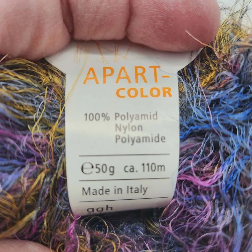 GGH Apart Color Eyelash Yarn 2 Skeins Color 115 Blues Purple Gold 50g 110m NEW